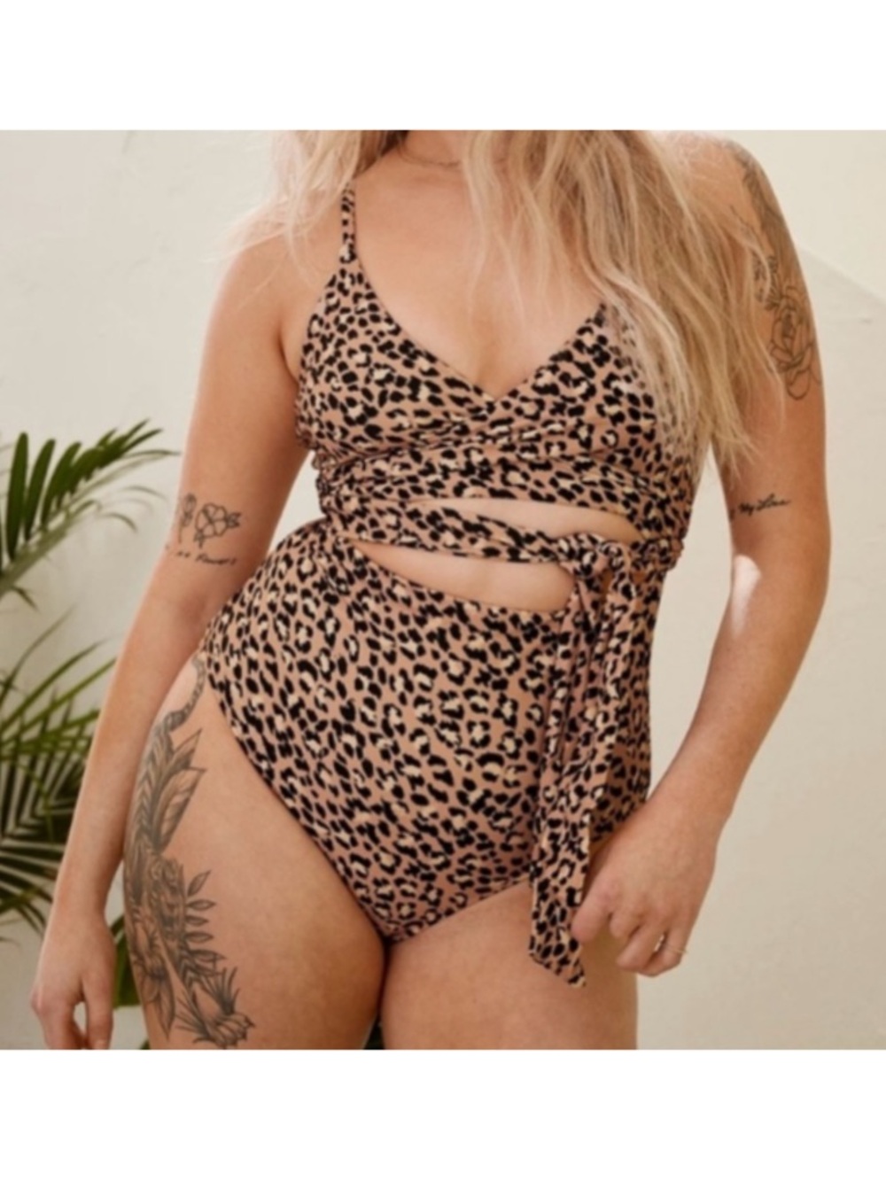 aerie- Leopard Print One-Piece Swimsuit- Large Long